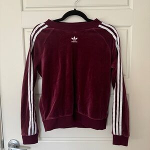 Adidas originals trefoil burgundy velour crewneck size XS retro
